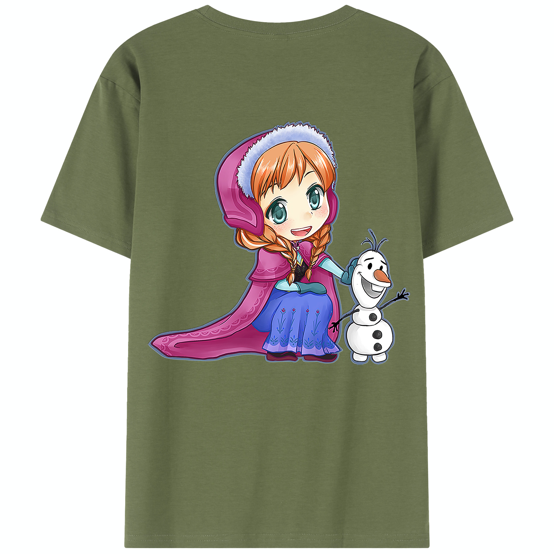 （画像用） アナと雪の女王 アンナ エルサ Frozen Anna Elsa 綿100％半袖Tシャツ（背面プリント）